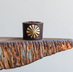Leather Scarf Slide- Brown