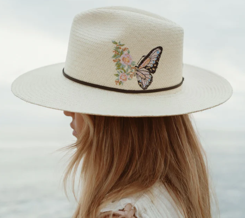 Mariposa/Butterfly Hand Embroidered Straw Hat – THE HAT CHICK display picture 2