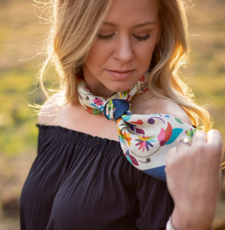 Otomi Silk Scarf - White