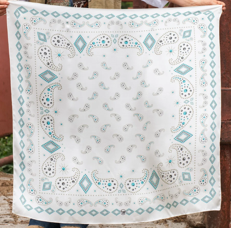 Pretty Paisley Silk Scarf - White