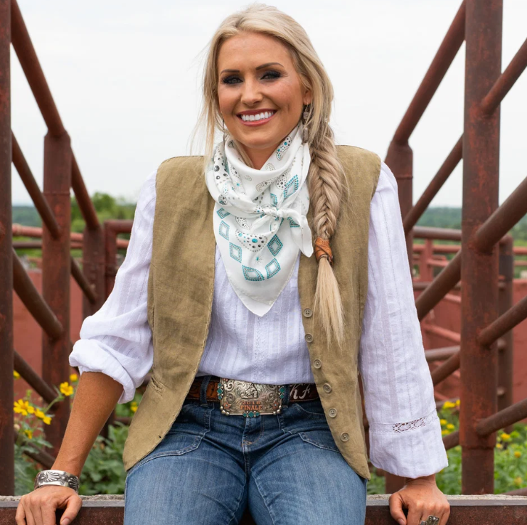 Pretty Paisley Silk Scarf - White