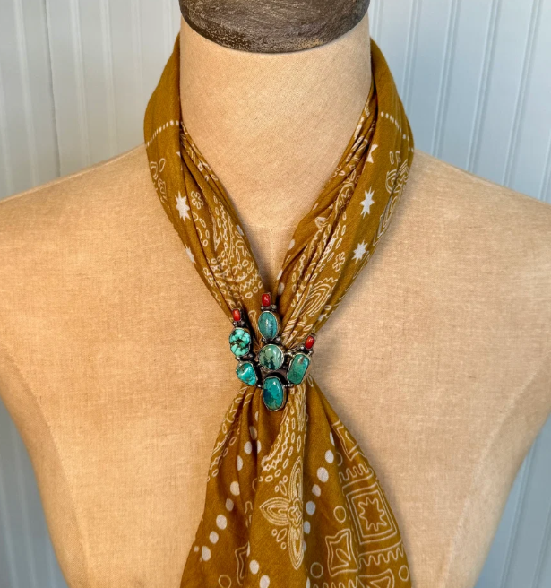 Prickly Pear Turquoise & Coral Scarf Slide