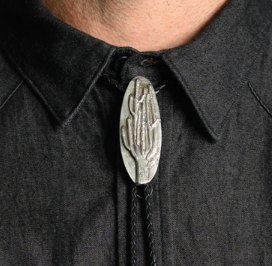 Saguaro Cactus Bronze Bolo Tie
