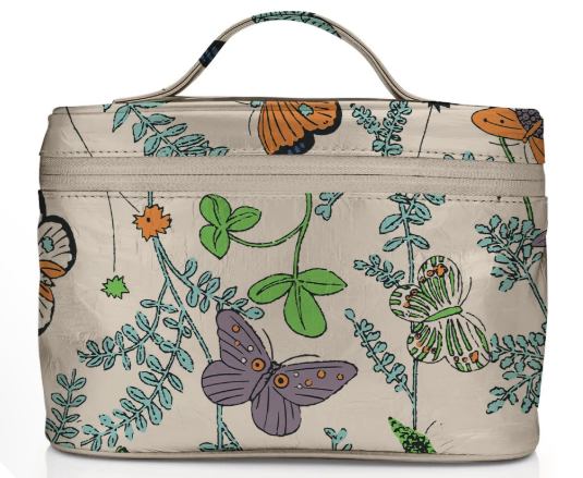 Cosmetic Case - Lunch Box - Butterfly in the Wild on Shimmer Beige