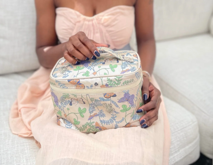 Cosmetic Case - Lunch Box - Butterfly in the Wild on Shimmer Beige