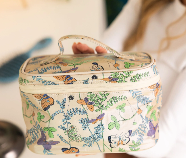 Cosmetic Case - Lunch Box - Butterfly in the Wild on Shimmer Beige