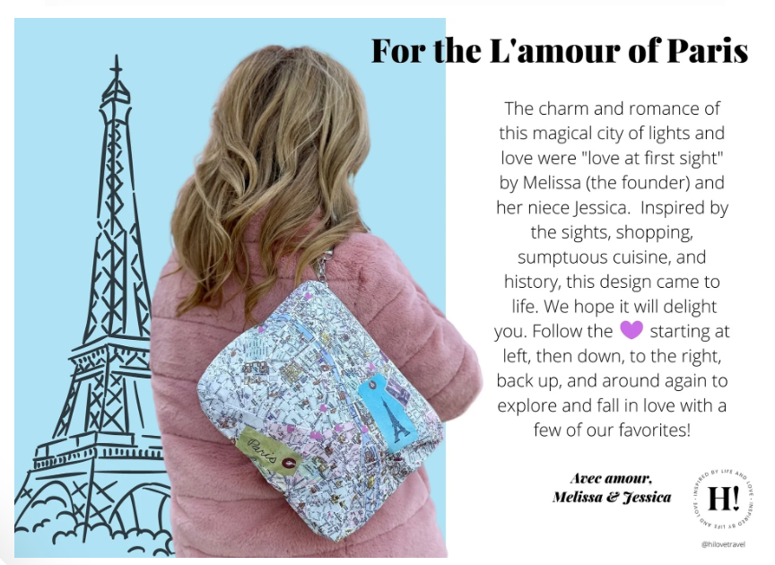 Medium Zipper Pack in "For the L'amour of Paris" Print