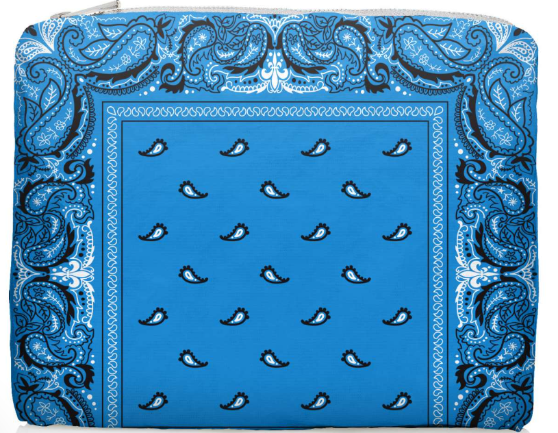 Blue Bandana- Medium Zipper Pouch