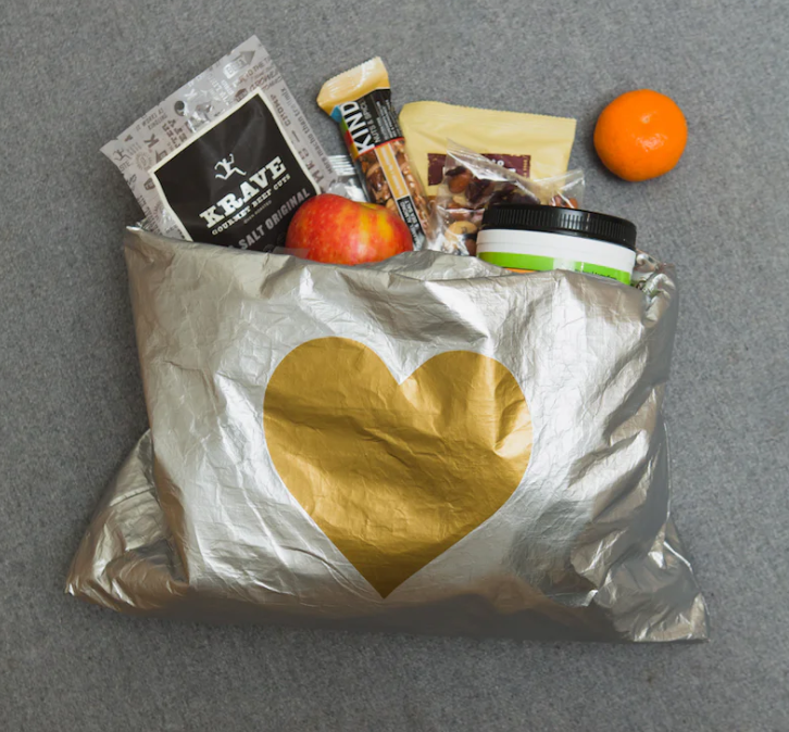 Jumbo Pouch in Silver with Gold Heart