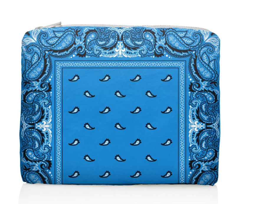 Blue Bandana- Medium Zipper Pouch