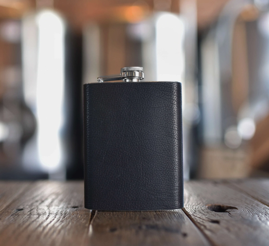 Leather Flask- Customizable, Brown or Black