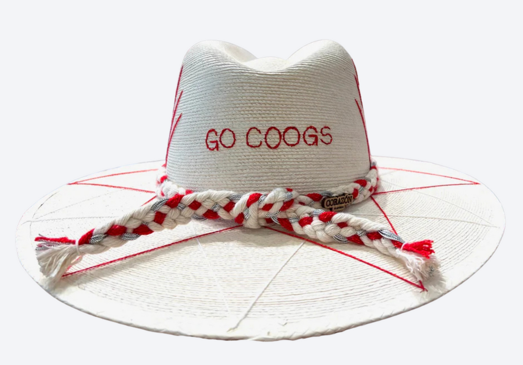 Agave U of H Inspired Hand Embroidered Straw Hat