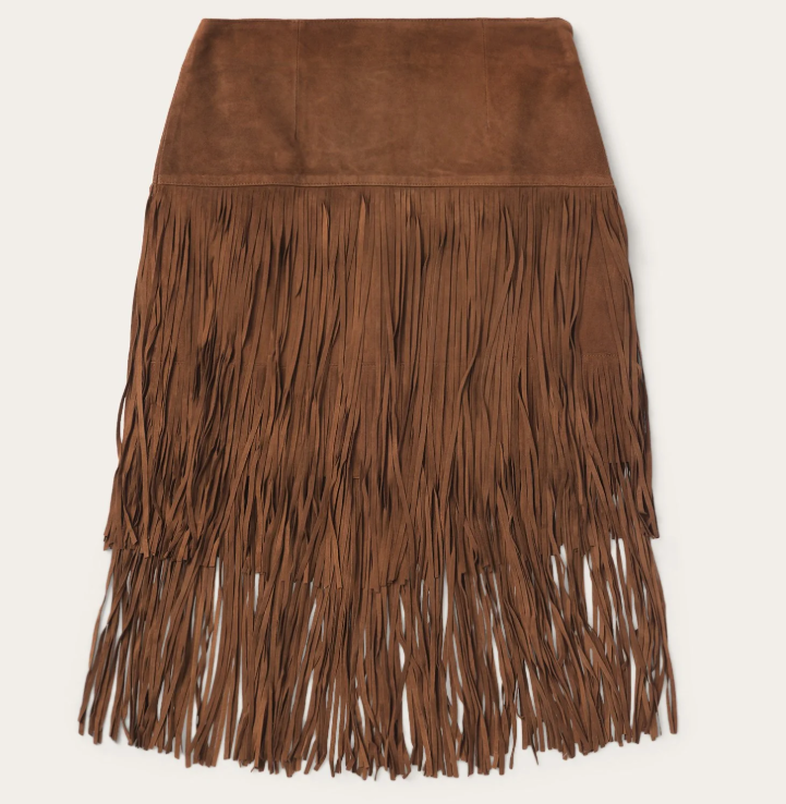 Suede Fringe Skirt