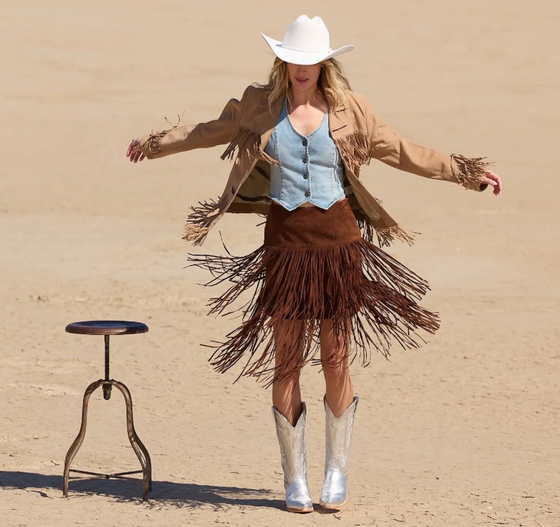 Suede Fringe Skirt