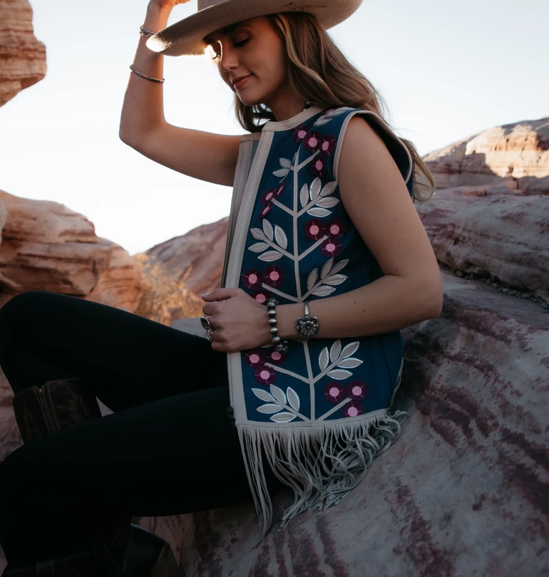 Thorned Blossom Leather Vest