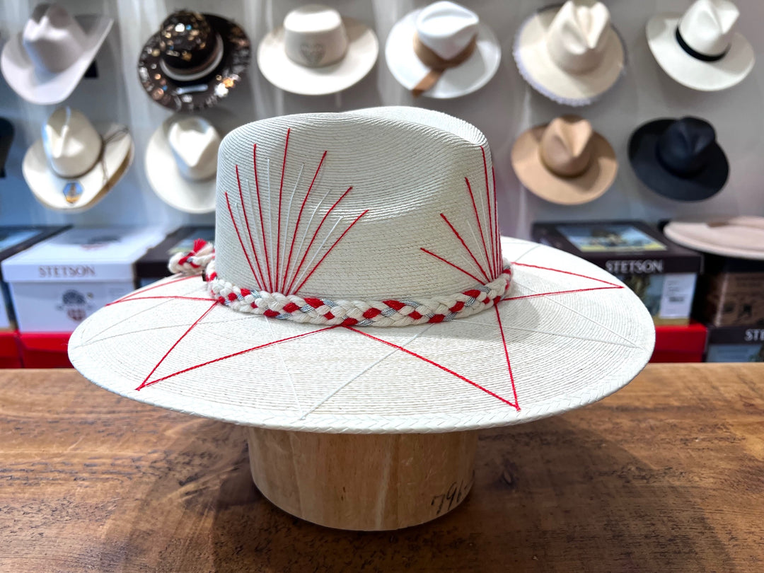 Agave U of H Inspired Hand Embroidered Straw Hat