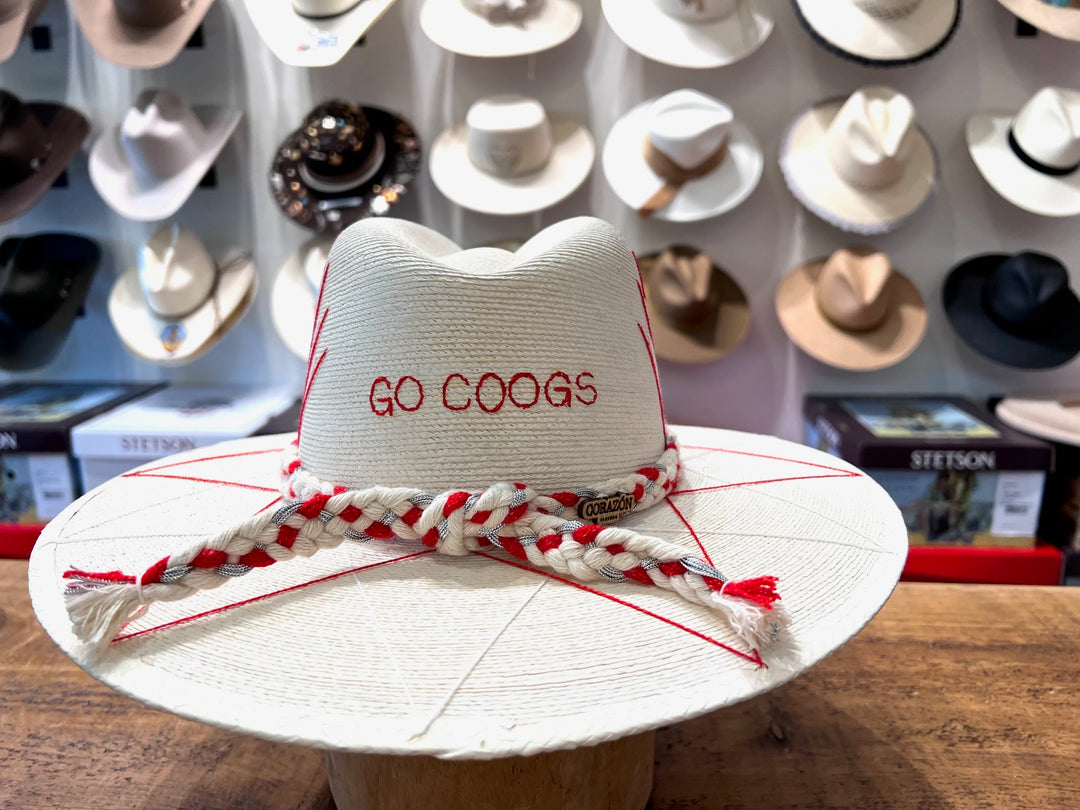 Agave U of H Inspired Hand Embroidered Straw Hat