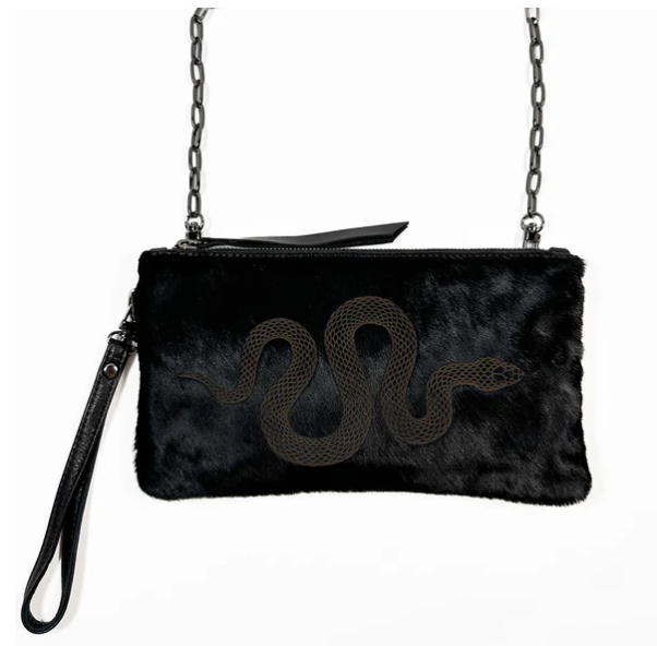 Victoria Laser Snake Leather Purse, Wristlet, Clutch