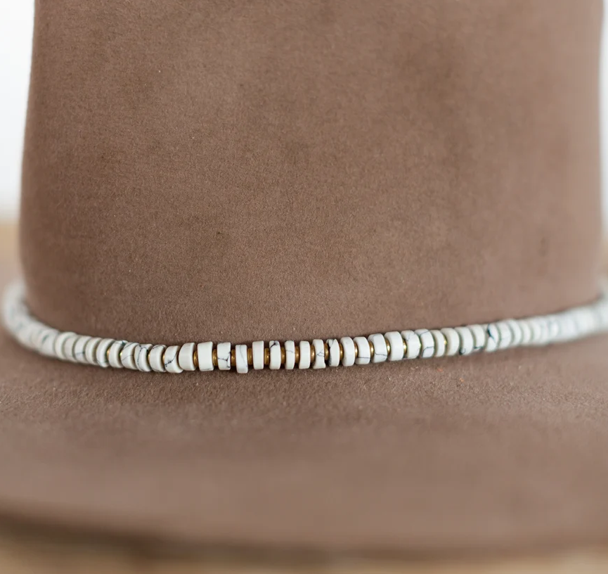 Ceramic Disk Hat Band - White