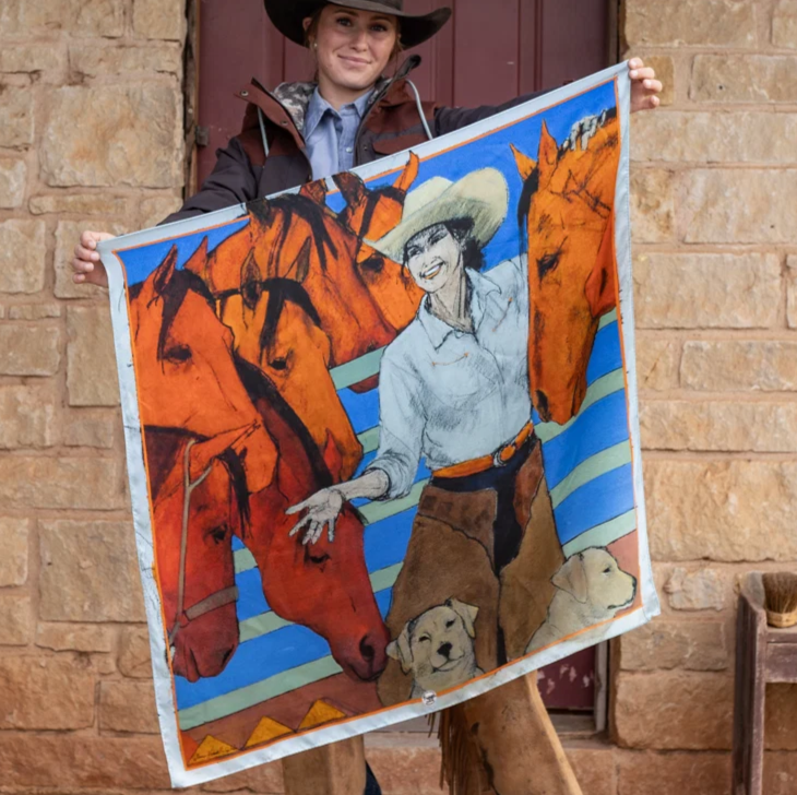 The Woman with Horses Silk Scarf