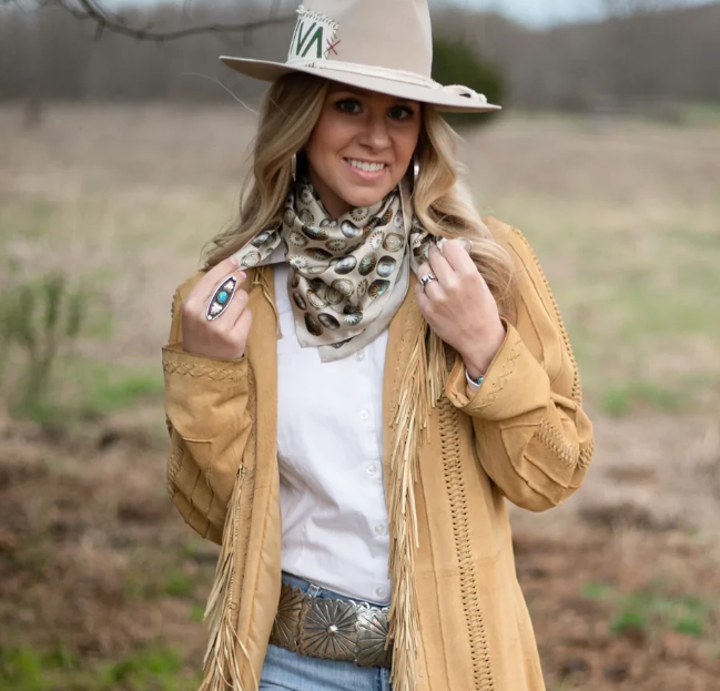 Baby Concho Silk Scarf- Bone