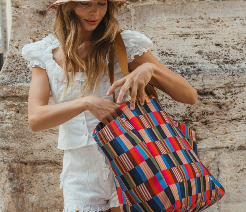 Happy Stripe Travel Tote