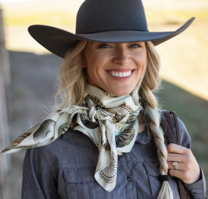 Big Concho Silk Scarf- Bone