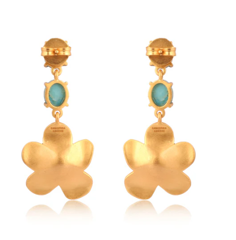 Gold & Turquoise Bloom Earrings