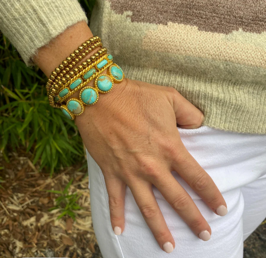 Western Blues Gold & Turquoise Cuff