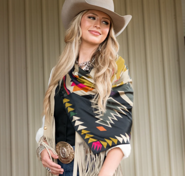 Cross Me Silk Scarf- Black