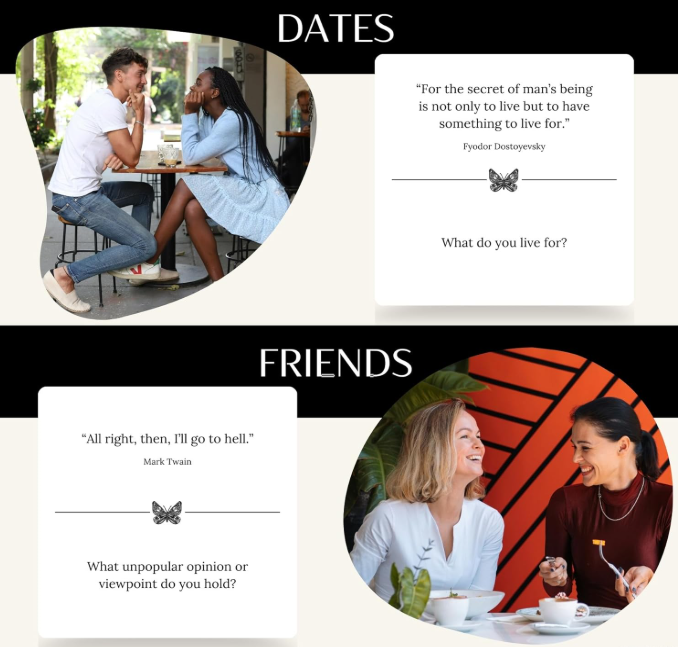 Charisma Conversation Cards; Quotes & Questions Conversation Cards; Discussion Starter; Gifts for Couples, Weddings, Family, Friends, Work, Self-Help; Motivational, Mindful Card Game