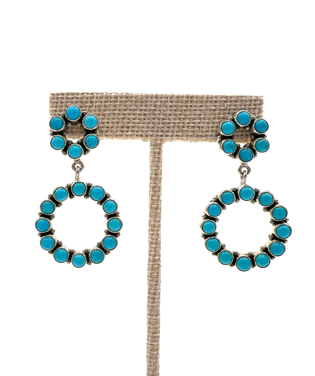 Sterling Silver & Turquoise Circle Drop Earrings