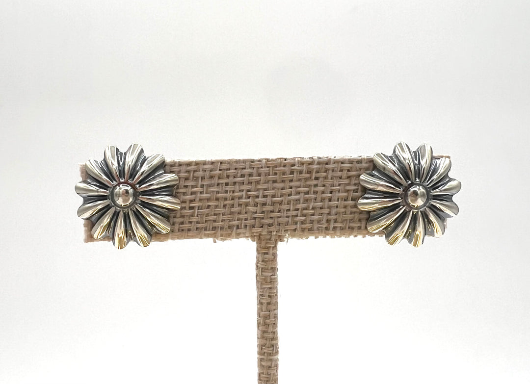 Sterling Silver Floral Concho Earrings