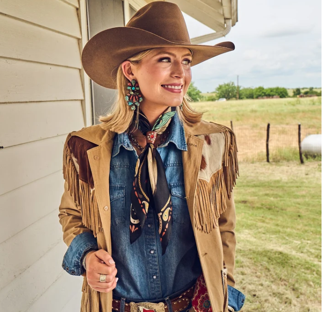 Happy Trails Silk Scarf- Black