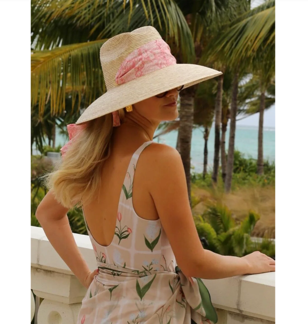 Hollyhuck Sun Hat- Pink Marigold Hat Scarf