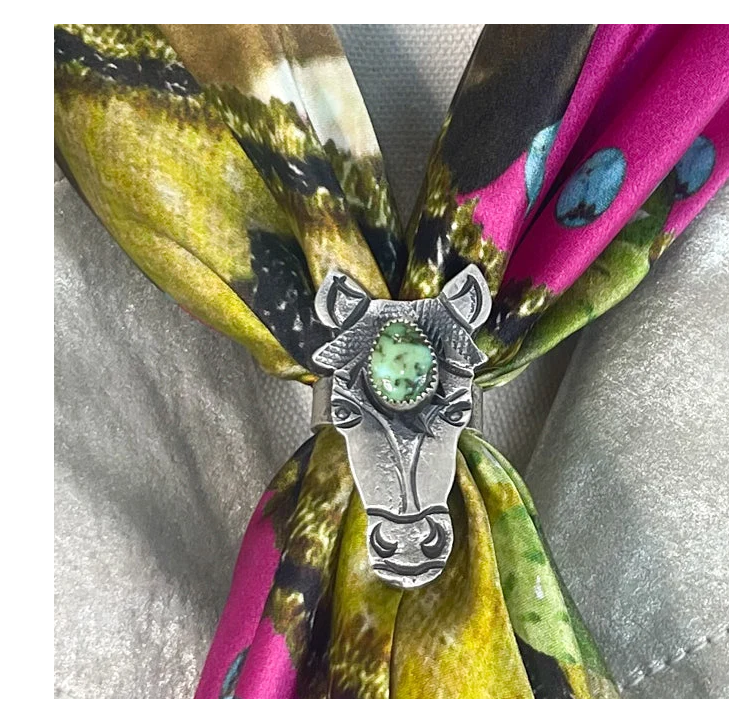 Horse Head with Turquoise Scarf Slide