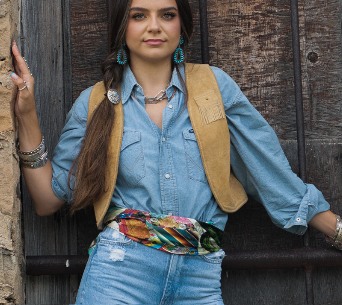 Jeweled Jackelope Silk Scarf