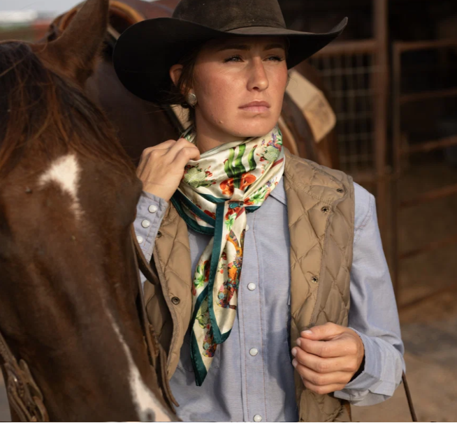Jeweled Jackelope Silk Scarf