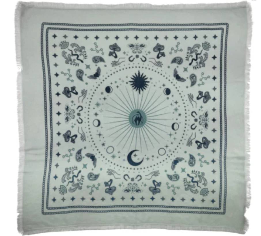 Cosmic Rodeo Cashmere Bandana Sweater Wrap-  Mint/Forest/ Slate Green