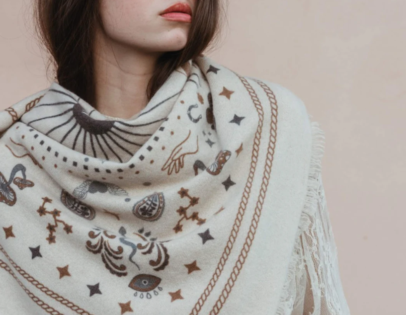 Cosmic Rodeo Cashmere Bandana Wrap- Oatmeal