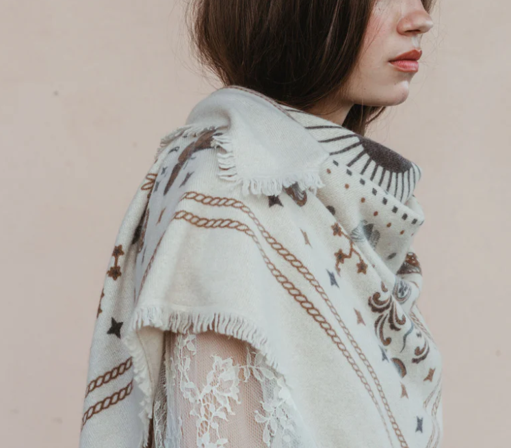 Cosmic Rodeo Cashmere Bandana Wrap- Oatmeal