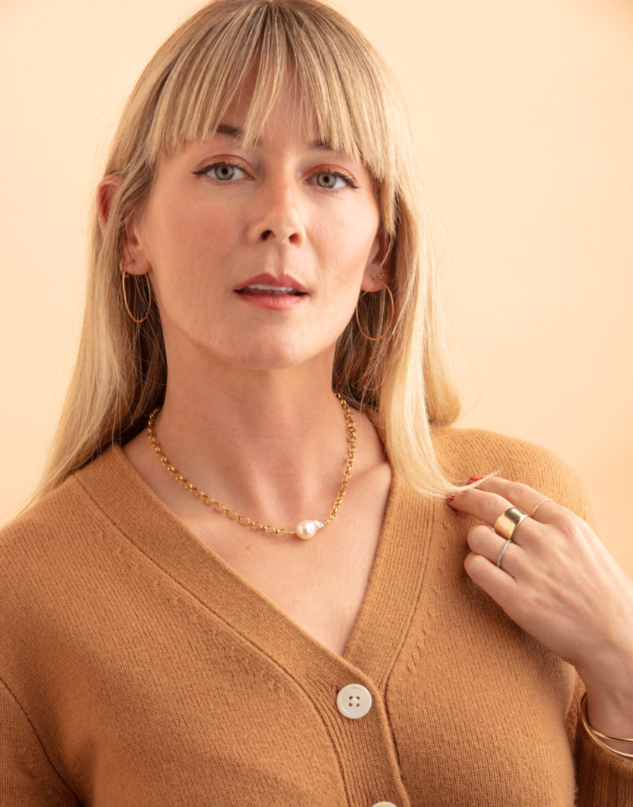 Pearl in Rough Gold Necklace