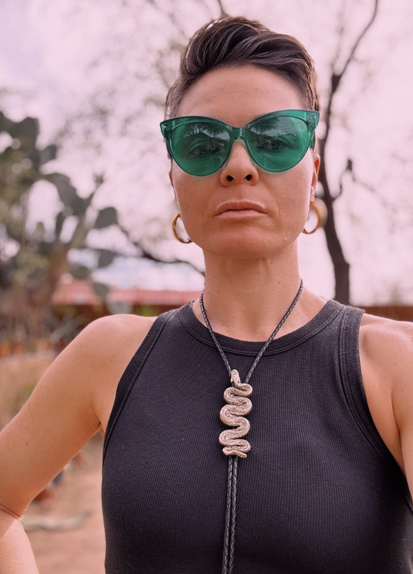 Rattlesnake Bolo Tie- Black Leather