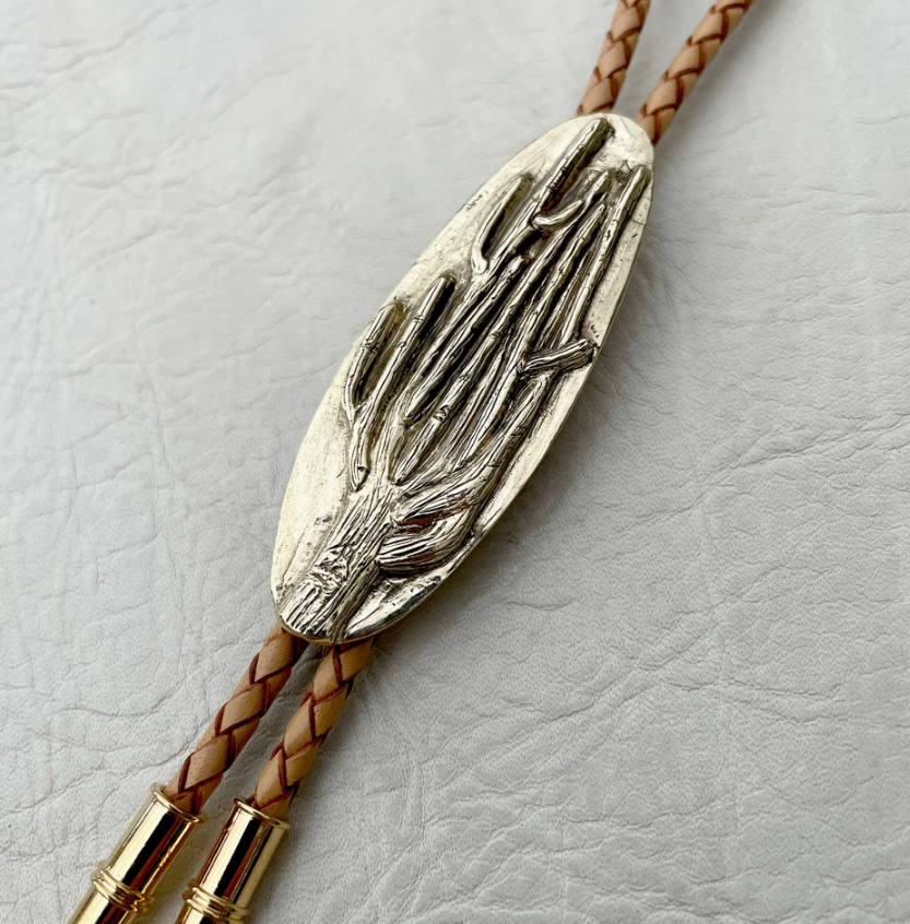 Saguaro Cactus Bronze Bolo Tie
